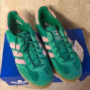 Adidas Women's Furry Green and Pink Sneakers
